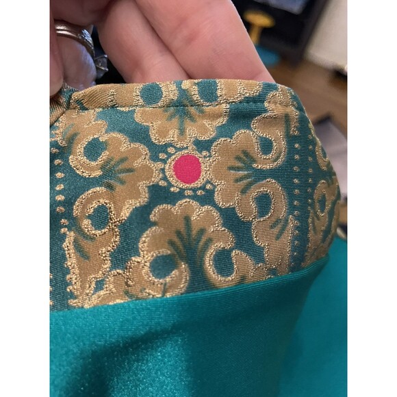 Vintage Gottex Swimsuit Green Gold Baroque Print Scoop Back 12 - Picture 15 of 15